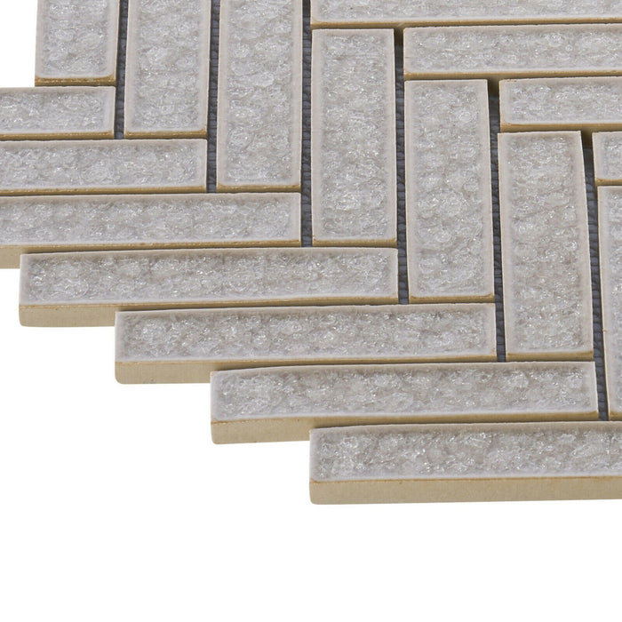 Sample - TDH280CG Crackle Glass Beige Cream Mosaic Tile