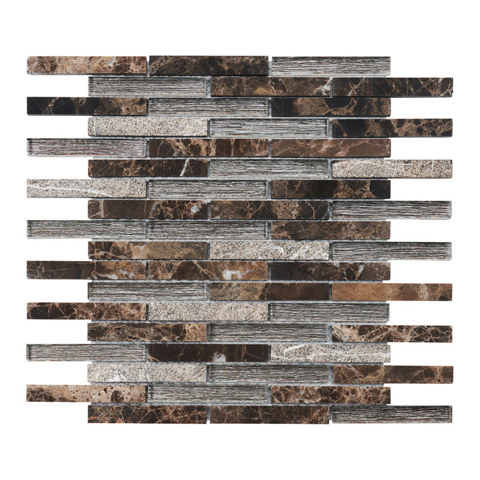 Sample - TDH305NS Natural Stone Crystal Glass Emperador Brown Mosaic Tile