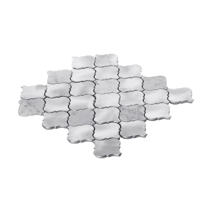 Sample - TDH41MDR White Calacatta Marble Arabesque Aluminum Metallic Mosaic Tile