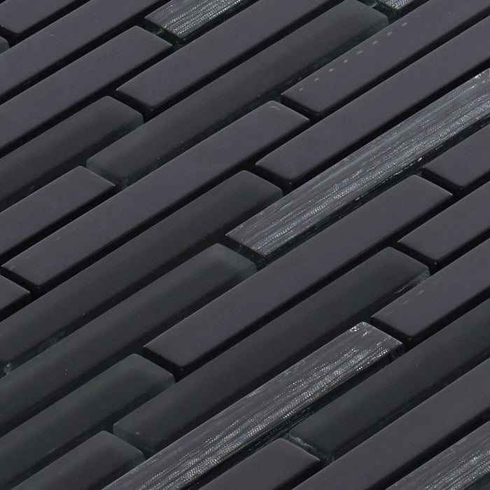 Sample - TDH340MG Metallic Glass Matte Black Mosaic Tile