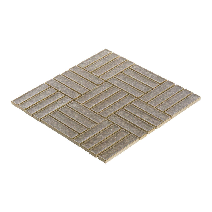 Sample - TDH265CG Crackle Glass Beige Brown Mosaic Tile