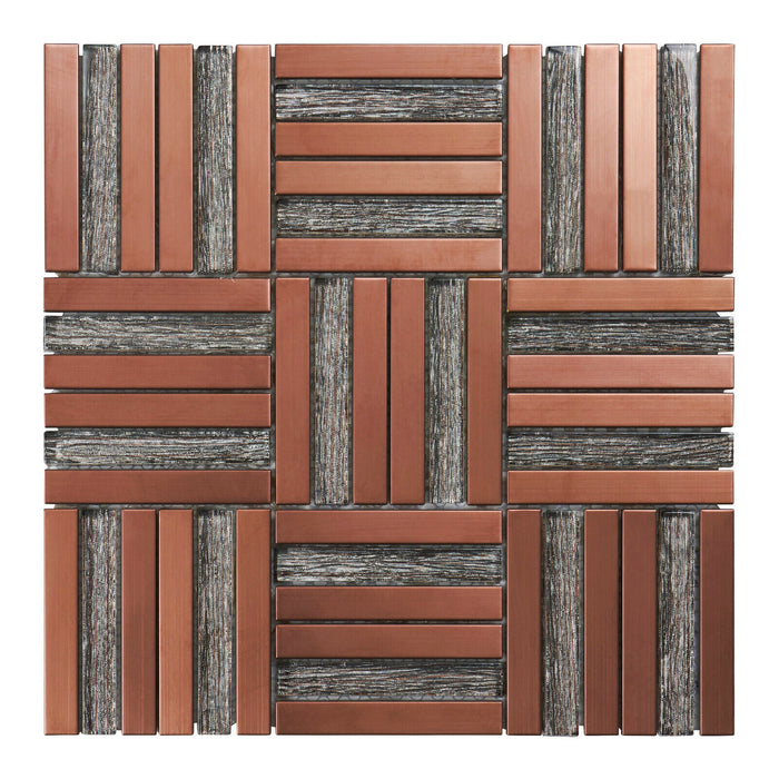 Sample - TDH377RG Stainless Steel Crystal Glass Rose Gold Copper Metallic Metal Mosaic Tile