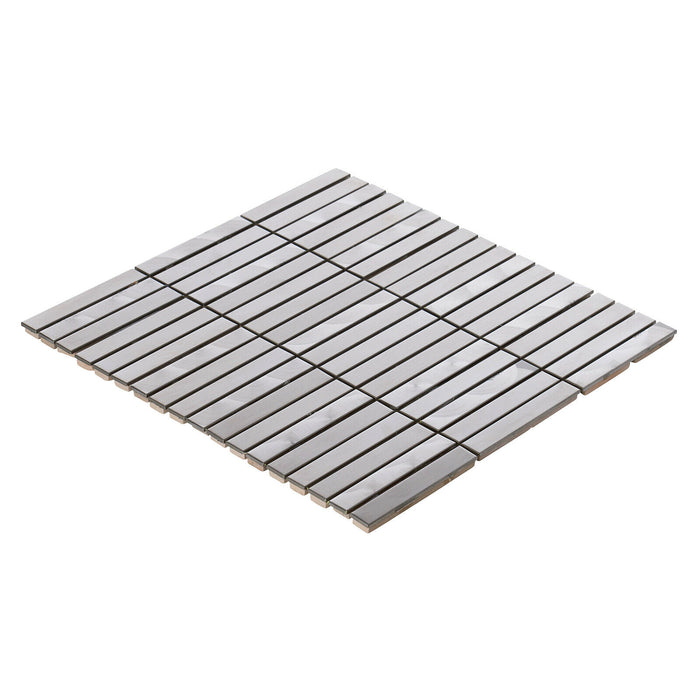 Sample - TDH300SS Stainless Steel Brushed Nickel Jeweling Gray Metallic Metal Mosaic Tile