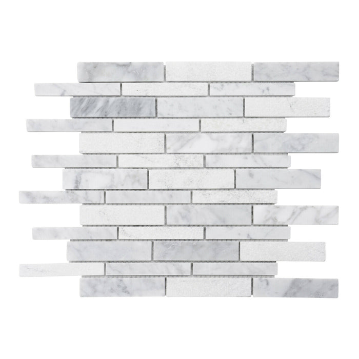 Sample - TDH476NS Natural Stone Carrara Marble White Mosaic Tile