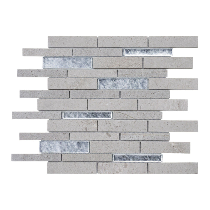 Sample - TDH465NS Natural Stone Crystal Glass Cinderella Gray White Mosaic Tile