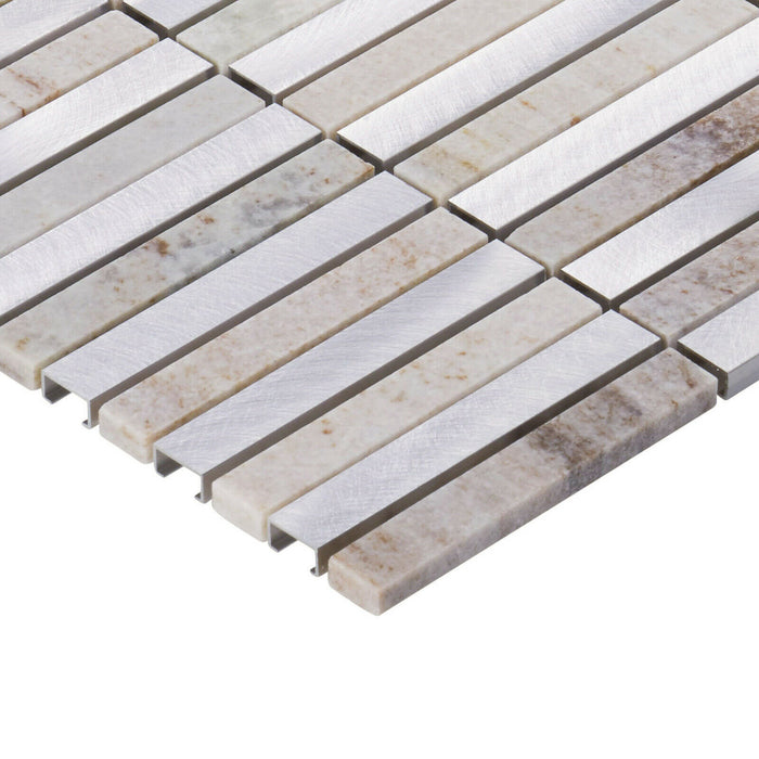 TDH284AL Aluminum Natural Stone Quartzite Marble Gray Metal Metallic Mosaic Tile