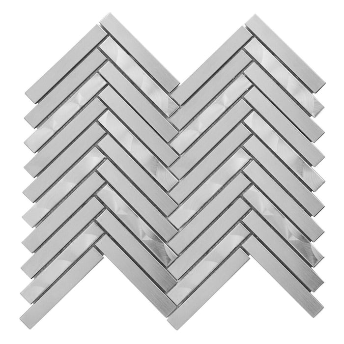 TDH395SS Stainless Steel Brushed Nickel Swirling Silver Metallic Metal Mosaic Tile