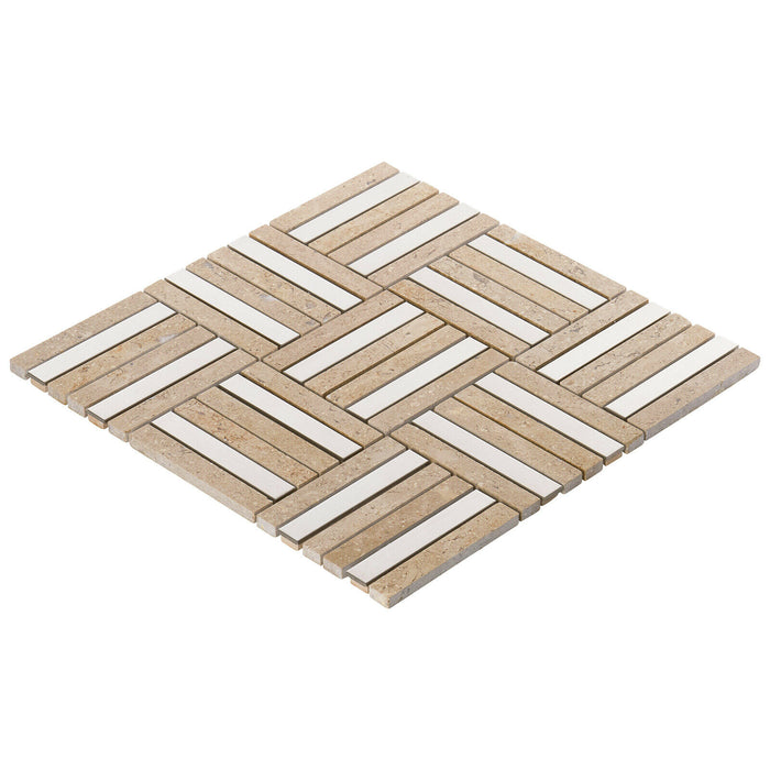 Sample - TDH363SS Stainless Steel Natural Stone Beige Silver Metallic Metal Mosaic Tile