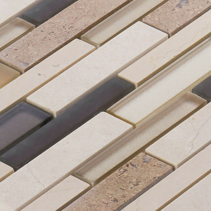 Sample - TDH493NS Natural Stone Glass Beige Brown Mosaic Tile