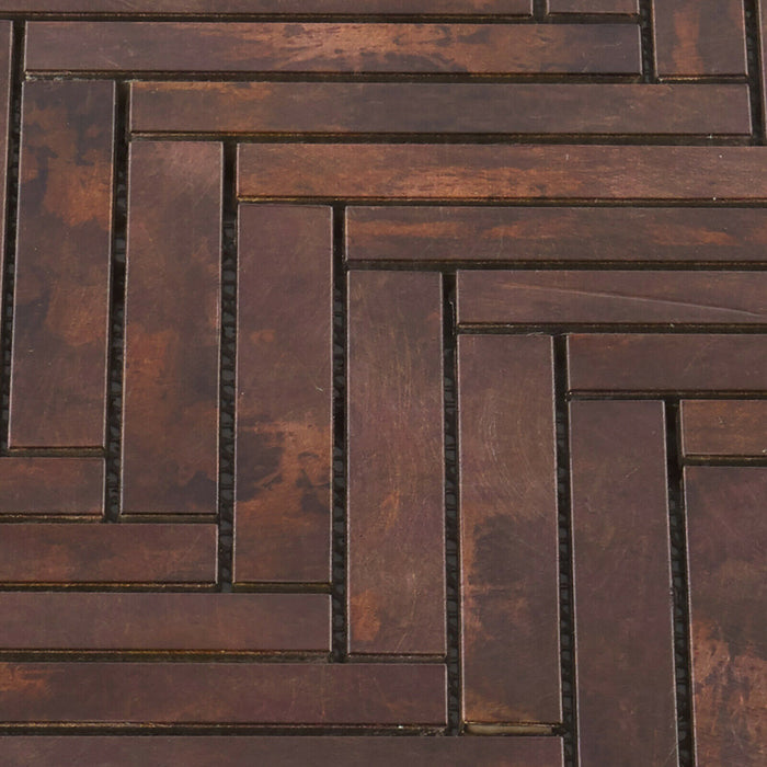 Sample - TDH389AC Antique Copper Brown Metallic Metal Mosaic Tile