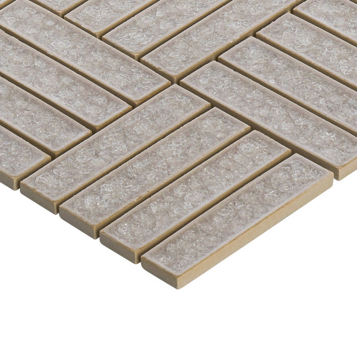 Sample - TDH275CG Crackle Glass Tan Beige Cream Mosaic Tile