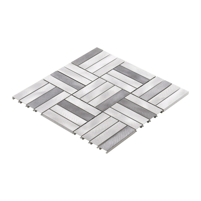 Sample - TDH267AL Aluminum Metal Silver Gray Metallic Mosaic Tile