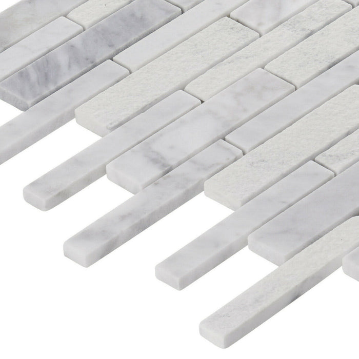 Sample - TDH476NS Natural Stone Carrara Marble White Mosaic Tile