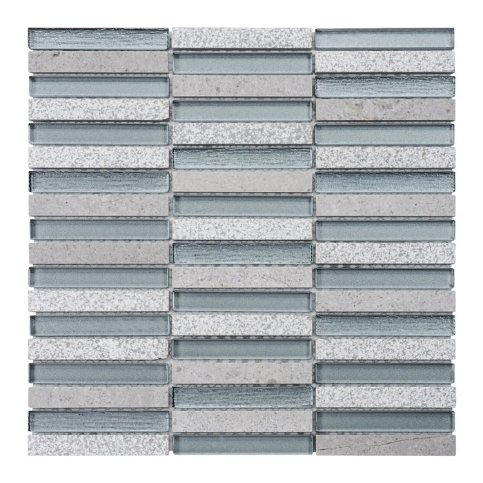 Sample - TDH293NS Natural Stone Crystal Glass Cinderella Gray Mosaic Tile