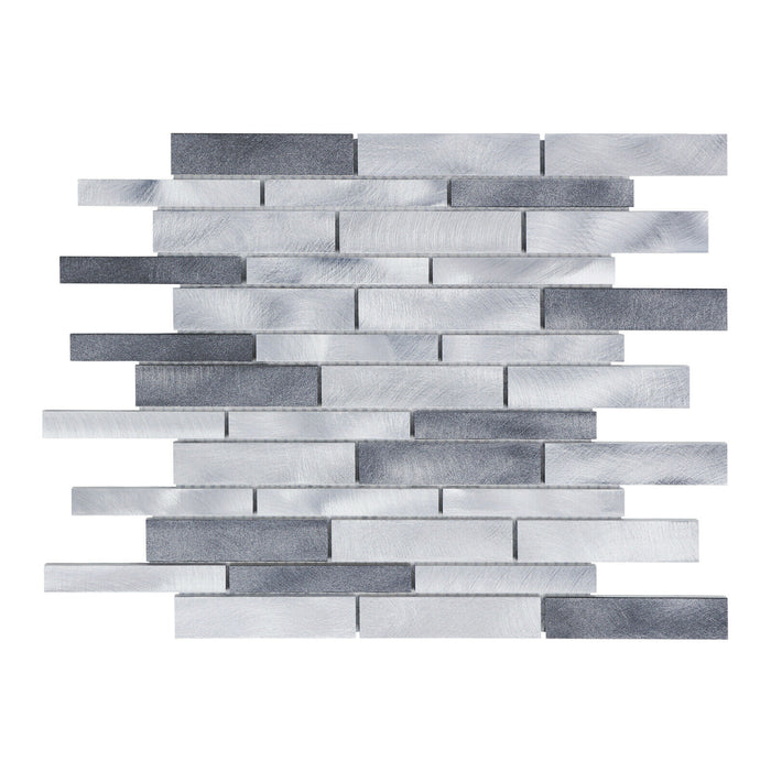 Sample - TDH488AL Aluminum Metal Silver Gray Metallic Mosaic Tile