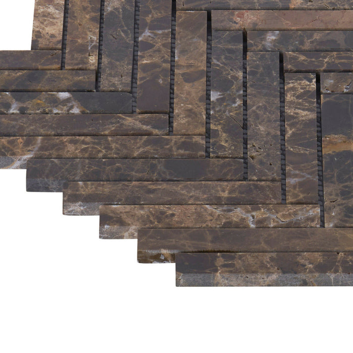 Sample - TDH384NS Natural Stone Emperador Brown Mosaic Tile