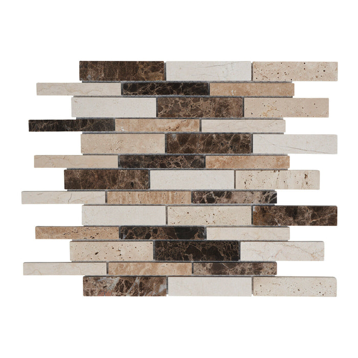 Sample - TDH478NS Natural Stone Travertine Emperador Brown Beige Mosaic Tile