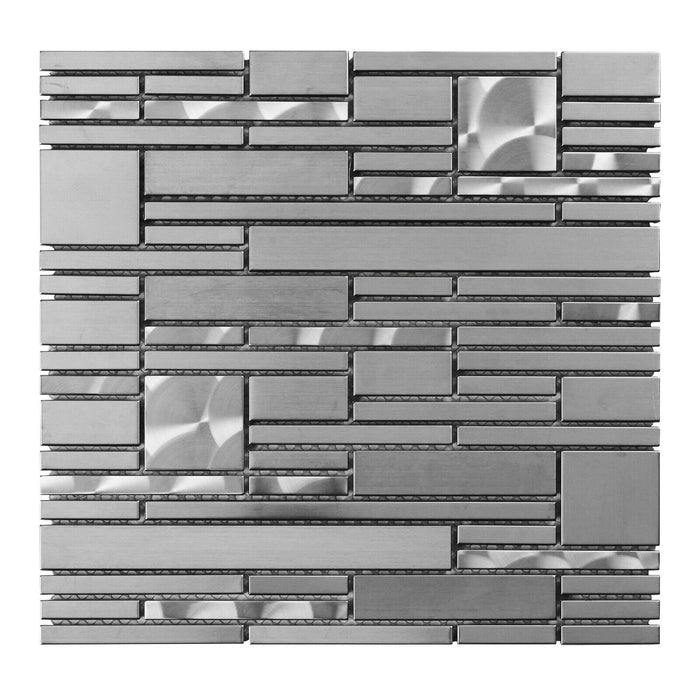 TDH21MDR Metal Metallic Jeweling Silver Square Mosaic Tile
