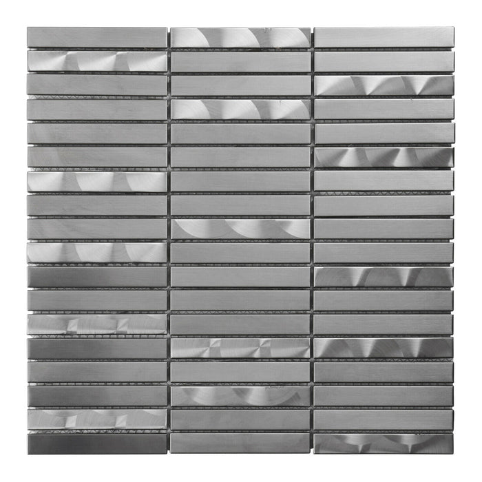 Sample - TDH300SS Stainless Steel Brushed Nickel Jeweling Gray Metallic Metal Mosaic Tile