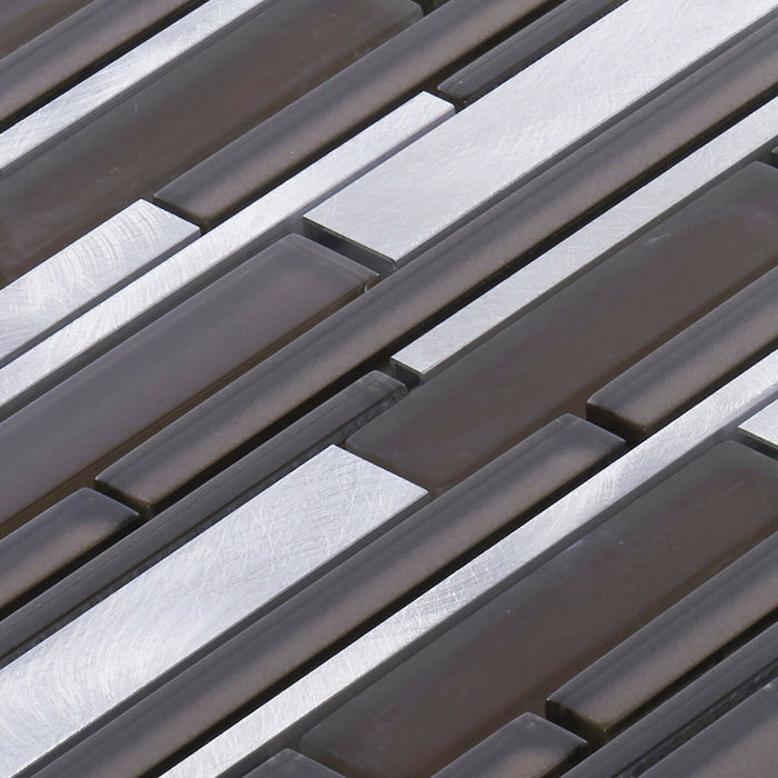 TDH425AL Aluminum Glass Brown Silver Mosaic Tile
