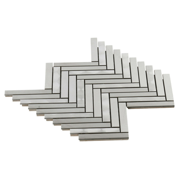 Sample - TDH395SS Stainless Steel Brushed Nickel Swirling Silver Metallic Metal Mosaic Tile