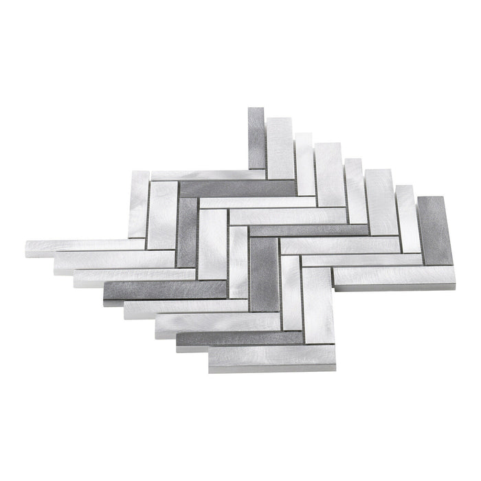 Sample - TDH527AL Aluminum Metal Silver Gray Metallic Mosaic Tile
