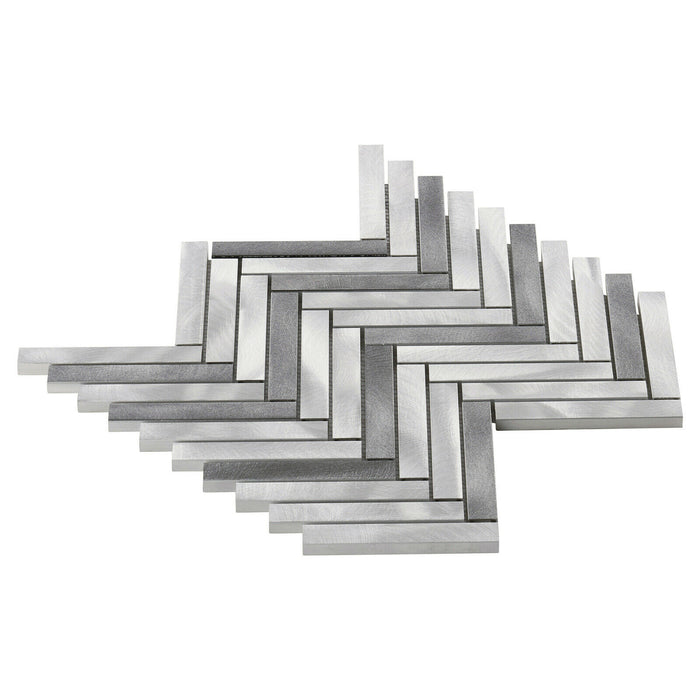 Sample - TDH397AL Aluminum Metal Silver Gray Metallic Mosaic Tile