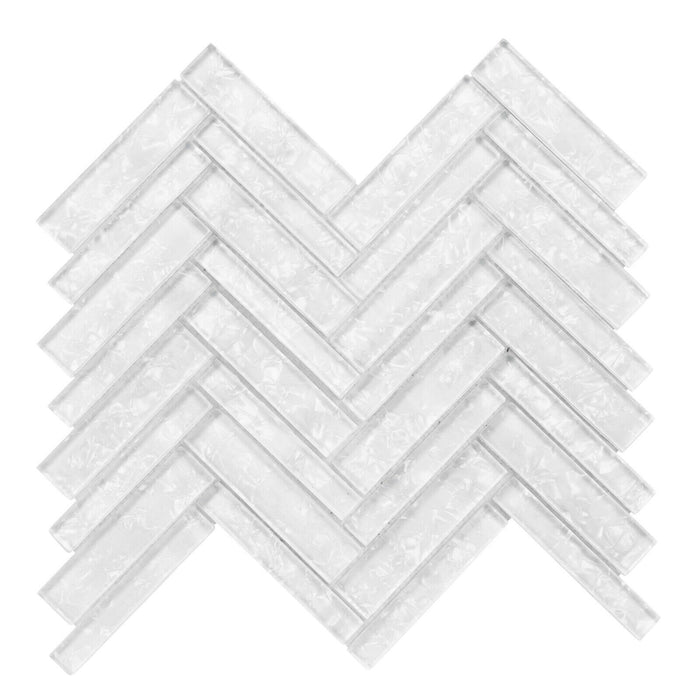 Sample - TDH417MG Crystal Glass White Iridescent Mosaic Tile