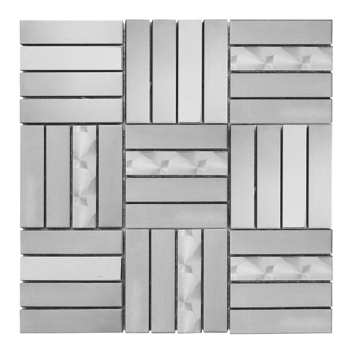 Sample - TDH268SS Stainless Steel Brushed Nickel Jeweling Gray Metallic Metal Mosaic Tile