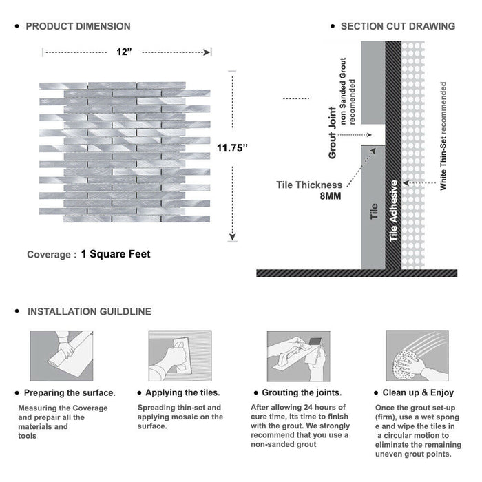 Sample - TDH50MDR Silver Aluminum Metallic Interlocking Mosaic Tile