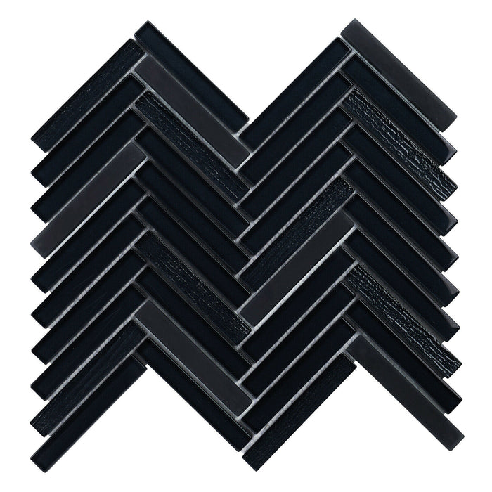 Sample - TDH392MG Metallic Glass Black Mosaic Tile