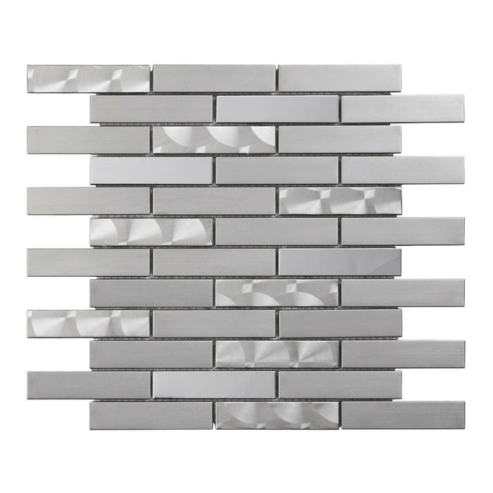 Sample - TDH252SS Stainless Steel Brushed Nickel Jeweling Gray Metallic Metal Mosaic Tile