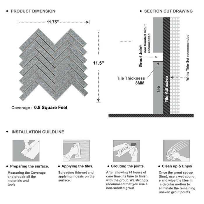 Sample - TDH279CG Crackle Glass Gray Mosaic Tile