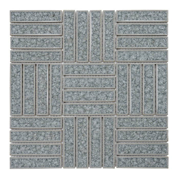 Sample - TDH263CG Crackle Glass Gray Mosaic Tile