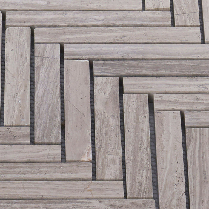 Sample - TDH382NS Natural Stone White Oak Taupe Gray Mosaic Tile