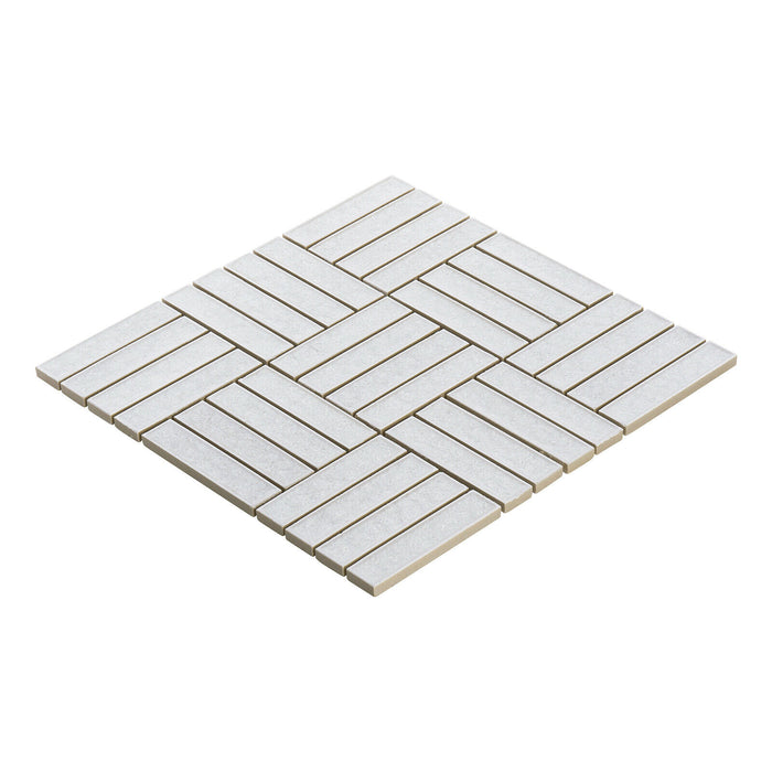 Sample - TDH264CG Crackle Glass White Mosaic Tile