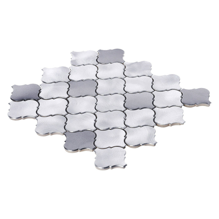 Sample - TDH42MDR Gray Silver Aluminum Metallic Arabesque Mosaic Tile