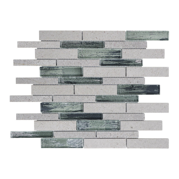 Sample - TDH473NS Natural Stone Glass Cinderella Gray Mosaic Tile