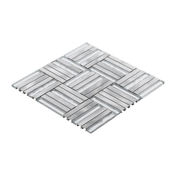 Sample - TDH369AL Aluminum Glass Silver Metal Metallic Mosaic Tile