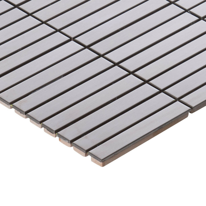 TDH299SS Stainless Steel Brushed Nickel Silver Metallic Metal Mosaic Tile