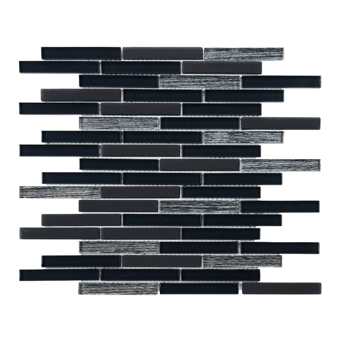 Sample - TDH340MG Metallic Glass Matte Black Mosaic Tile