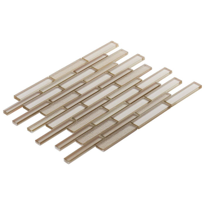 Sample - TDH505MG Metallic Glass Beige Cream Mosaic Tile