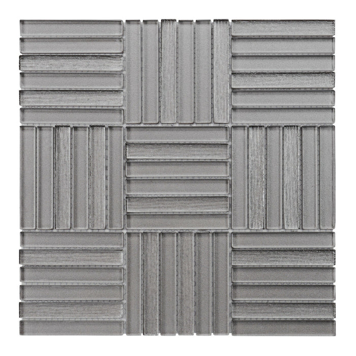 TDH373MG Metallic Glass Taupe Gray Mosaic Tile