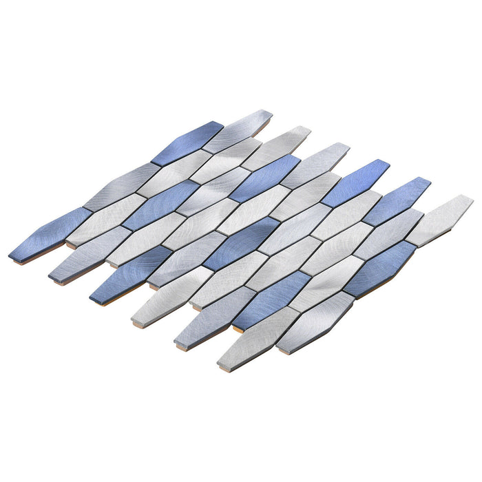 Sample - TDH53MDR Blue Silver Aluminum Metallic Hexagon Mosaic Tile