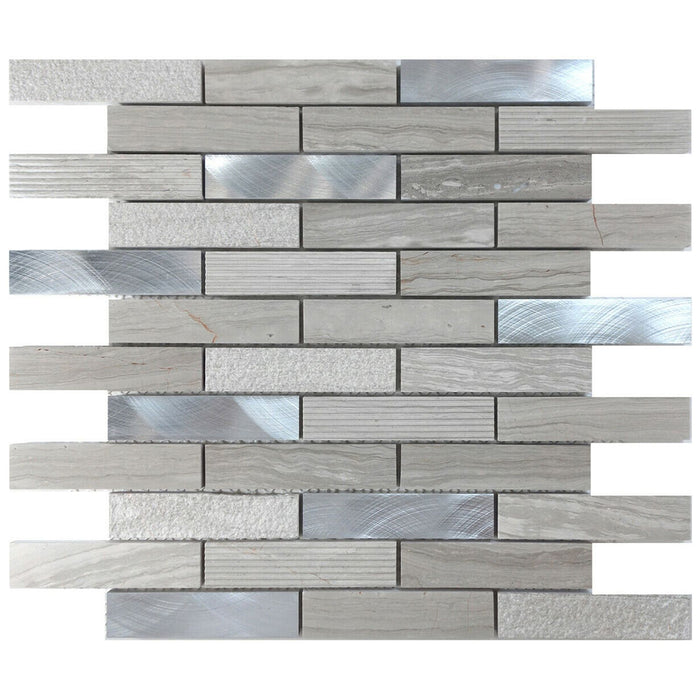 TDH208MO White Oak Marble Stone Blended with Aluminum and Texture Stone Mosaic Tile