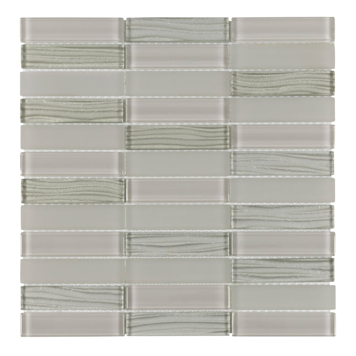 TDH118MO Gray Clear Glass Blended with Wavy and Froested Glass Mosaic Tile