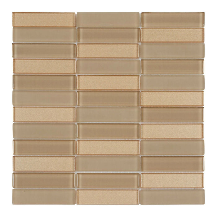 Sample - TDH200MO Ivory Beige Crystal Glass Blended with Frosted Glass Mosaic Tile