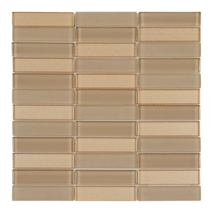 TDH200MO Ivory Beige Crystal Glass Blended with Frosted Glass Mosaic Tile